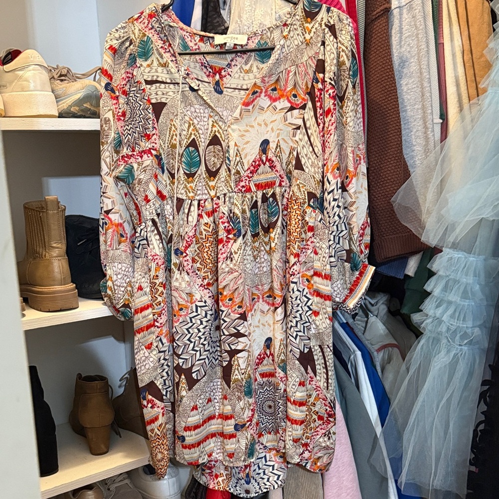 Umgee Multicolor Patterned Mini Dress